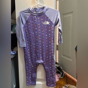 The North Face Purple One Piece Swim with Logo Pattern